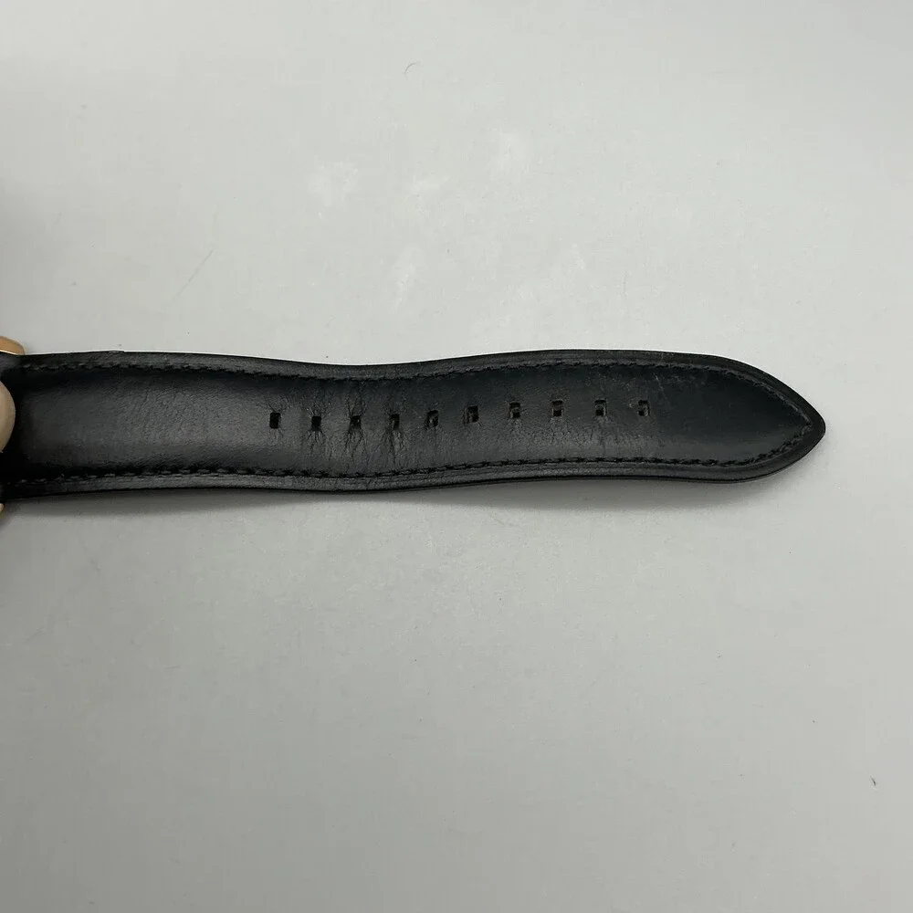Fossil Mens Watch 44mm Black Rose Gold Tone Black Leather FS5376 New Battery - Picture 7 of 14